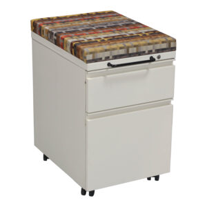 Herman Miller Used Box File Mobile Pedestal w Multicolored Pattern Cushion, White
