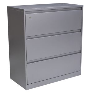 Steelcase Used 3 Drawer 36 Inch Lateral File, Silver