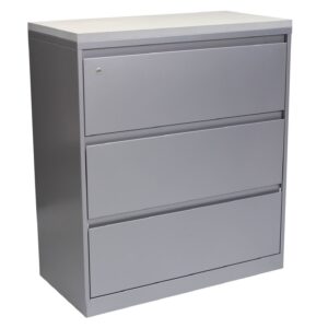 Steelcase Used 3 Drawer 36 Inch Lateral File w Off-White Laminate Top, Silver