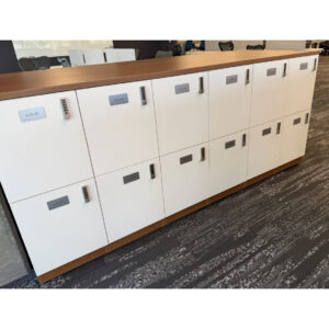 Two-Tone Used Laminate Office Storage Locker Credenza with Electronic Locks