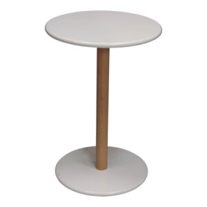18 In Round Wood Veneer Used Side Table, White