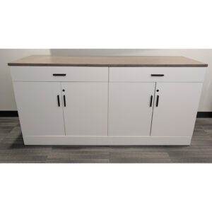 4 Door Laminate Used Storage Credenza w Driftwood Top, White