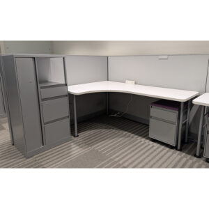 6x6 Steelcase Answer Beam Used Buddy Station, Gray, White