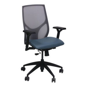 9to5 Vault Used Gray Mesh Back Task Chair, Blue Vinyl Seat
