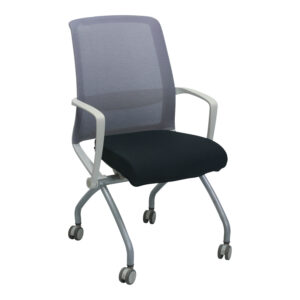 AMQ Tizu Nester Used Gray Mesh Back Nesting Chair, Black Seat
