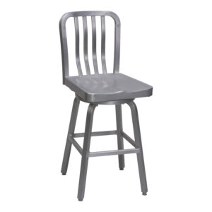 Aluminum Rustic Used Stool w Swivel Seat, Silver