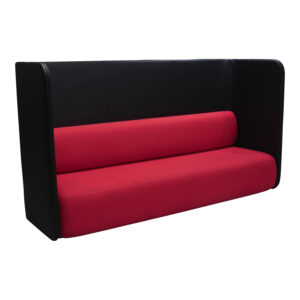 Bernhardt Code Used High Back Privacy Lounger, PU Black Satin Leather Surround w Red Seat