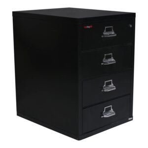 Fireking Used 4 Drawer Card and Note Fire File Cabinet, Black