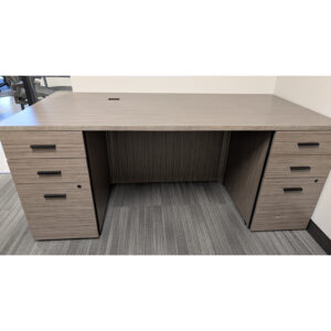 Global Used Double Pedestal Laminate Desk, Driftwood