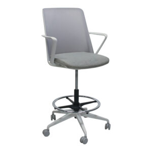 Global Used Gray Mesh Back Work Stool, Gray Pattern Seat