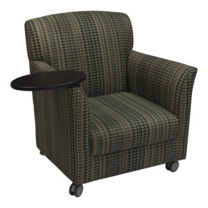Global Used Mobile Reception Chair w Tablet, Dark Green Pattern