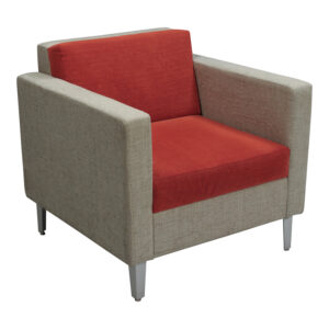 Gunlocke Ciji Used Tow-Tone Club Chair, Oatmeal and Rust