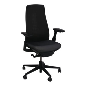 Haworth Fern Used Graphite Mesh Back Task Chair, Black Pattern