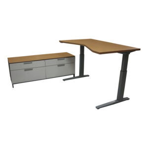 Herman Miller Used Adjustable Height L-shaped Laminate Desk, Oak