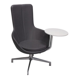Keilhauer Juxta Used High Back Chair with Tablet, Gray Leather