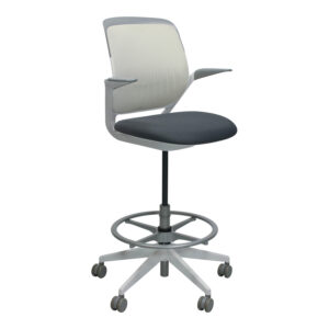 Steelcase Cobi Used Coconut Mesh Stool with Fixed Arms, Graphite Seat