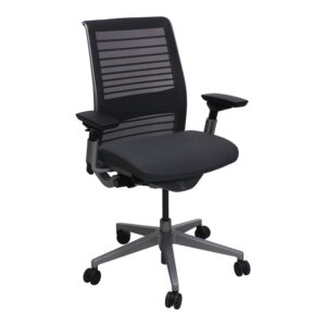 Steelcase Think V2 Used Mesh Back Task Chair w Platinum Frame, Graphite
