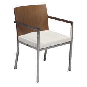 Stylex Used Wood Back Side Chair, White Leather Seat