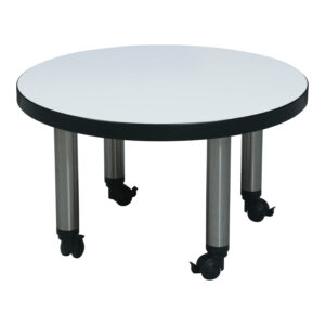 30 In Round Used Mobile Laminate Coffee Table, White