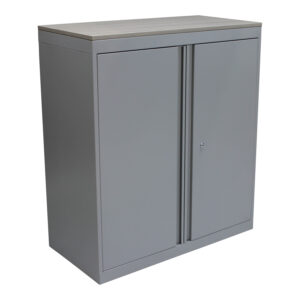 Global Used 2 Door 41 Inch Storage Cabinet w Everyday Cement Top, Silver
