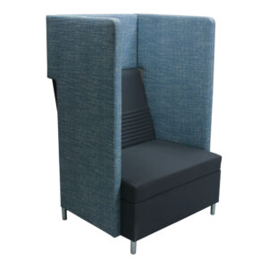 JSI Ziva Lounge Used Privacy Lounge Chair, Blue and Gray
