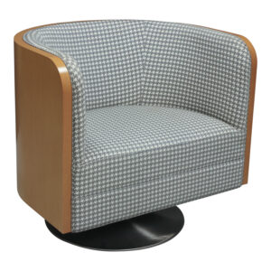 OFS Used Swivel Guest Chair w Maple Wood Surround, Gray Pattern