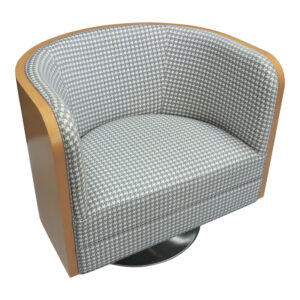 OFS Used Swivel Guest Chair w Maple Wood Surround, Gray Pattern