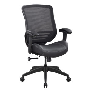 Sterling by goSIT Plus Sized Mesh Back Task Chair w PU Leather Seat, Black