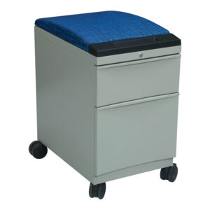 Teknion Used Mobile Box File Pedestal, Gray w Blue Pattern Cushion