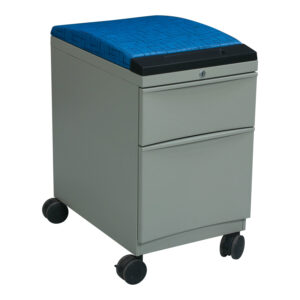 Teknion Used Mobile Box File Pedestal, Gray w Light Blue Pattern Cushion