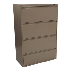 Global Used 4 Drawer 36 Inch Lateral File, Putty