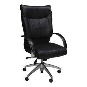 Global Used High Back Leather Conference Chair, Black