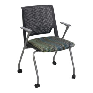 Haworth Very Mobile Side Chair Used, Blue Green Pattern