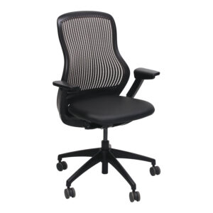 Knoll ReGeneration Used Bronze Back Task Chair, Black Satin PU Leather Seat
