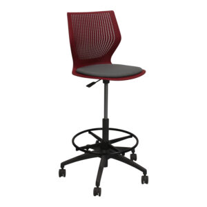 Knoll Used MultiGeneration Work Stool, Red and Gray