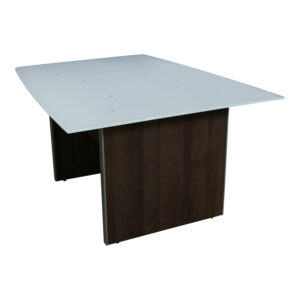 Manhattan 5 Foot Glass Top Half Boat Conference Table with Laminate Base, Truffle