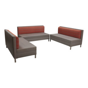 Modular Used Banquet Style Bench Seating, Orange and Gray