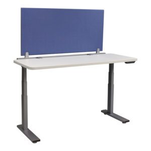 Steelcase Used 29x58 In Sit Stand Desk w Rounded Edges and Privacy Screen, White and Blue