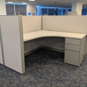 5x5 Steelcase Answer Used Station, Gray and White - Sold in Pods
