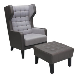 Allermuir Grainger Used High Wing Chair w Ottoman, Gray