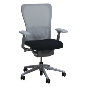 Haworth Zody Used Light Gray Mesh Back Full Function Task Chair, Black Seat