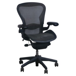 Herman Miller Aeron Used Size C Fixed Arm Chair, Nickel