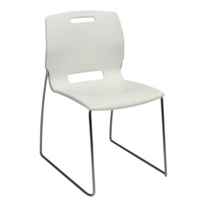 Izzy Used Stack Chair w Sled Base, White