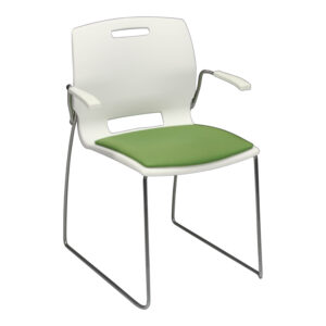 Izzy Used Stack Chair w Sled Base, White and Green