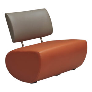 Martin Brattrud Shamrock Rocker Used PU Leather Lounge Chair, Orange and Gray