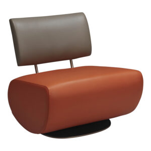Martin Brattrud Shamrock Swivel Used PU Leather Lounge Chair, Orange and Gray
