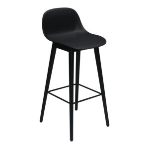 Muuto Fiber Used Bar Stool w Backrest, Black