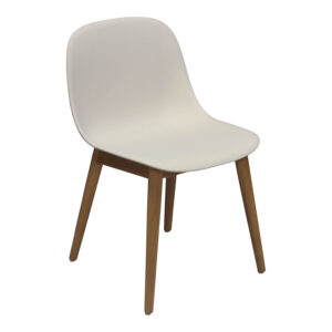 Muuto Fiber Used Side Chair w Oak Wood Base, Natural White
