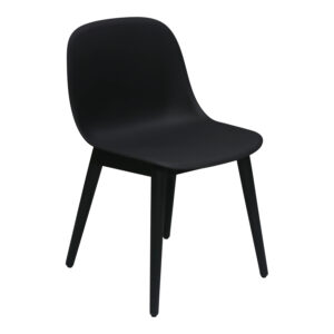 Muuto Fiber Used Side Chair w Wood Base, Black