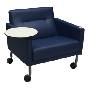 Steelcase Coalesse Sidewalk Used Mobile Lounge Chair w Tablet, Ocean Blue PU Leather